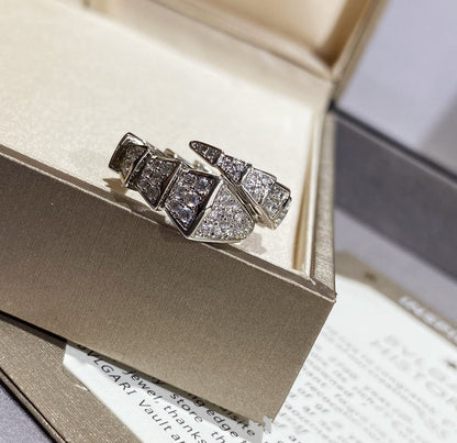 [Raffine]SERPENTI ANILLO GRANDE PLATA CON PAVÉ DE DIAMANTES