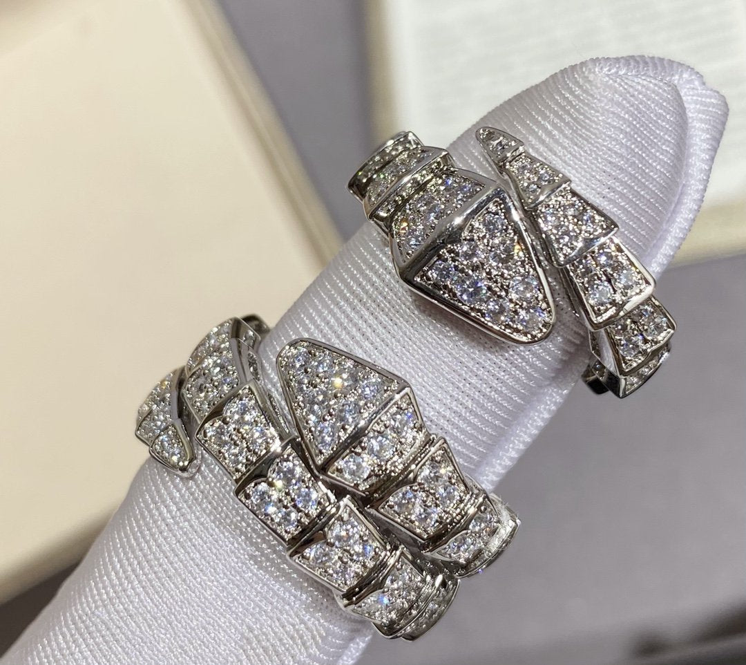 [Raffine]SERPENTI ANILLO GRANDE PLATA CON PAVÉ DE DIAMANTES