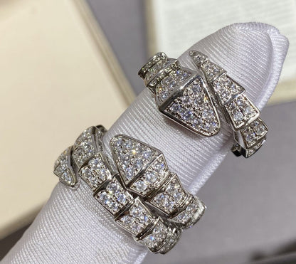 [Raffine]SERPENTI ANILLO GRANDE PLATA CON PAVÉ DE DIAMANTES
