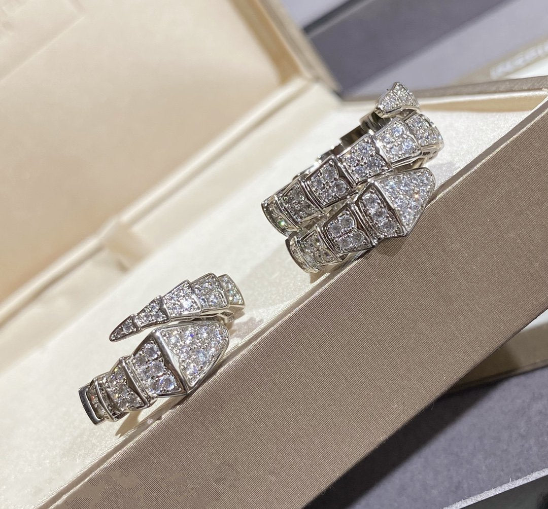 [Raffine]SERPENTI ANILLO GRANDE PLATA CON PAVÉ DE DIAMANTES