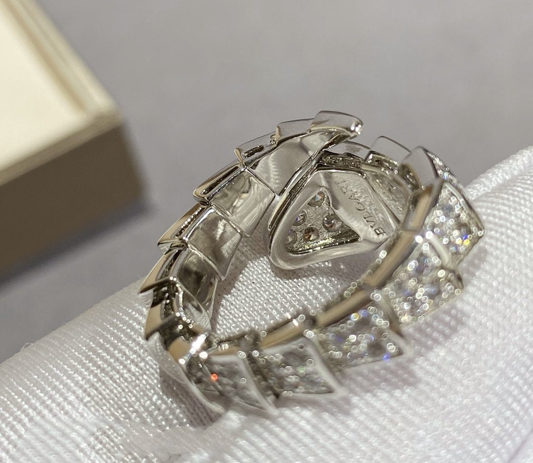 [Raffine]SERPENTI ANILLO GRANDE PLATA CON PAVÉ DE DIAMANTES