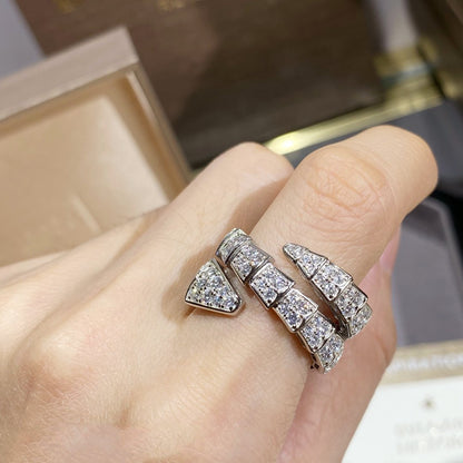 [Raffine]ANILLO DOBLE SERPENTI PLATA CON PAVÉ DE DIAMANTES