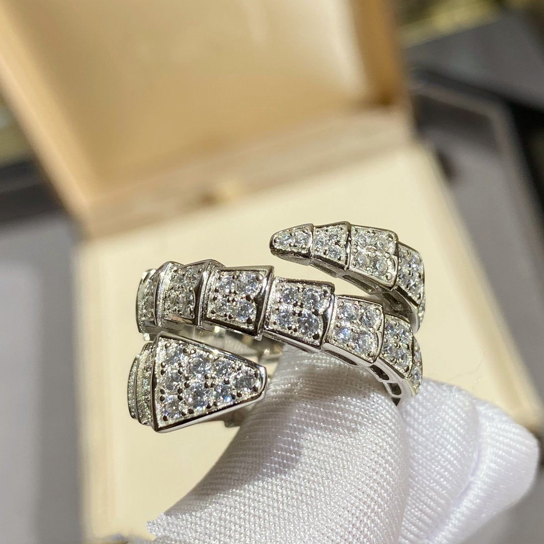 [Raffine]ANILLO DOBLE SERPENTI PLATA CON PAVÉ DE DIAMANTES