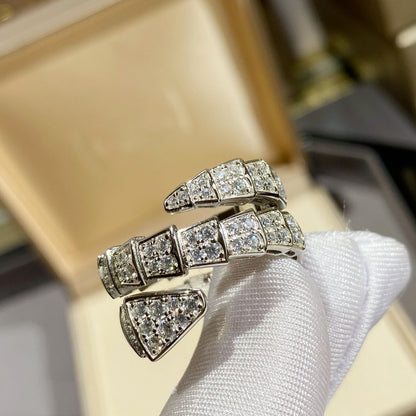 [Raffine]ANILLO DOBLE SERPENTI PLATA CON PAVÉ DE DIAMANTES