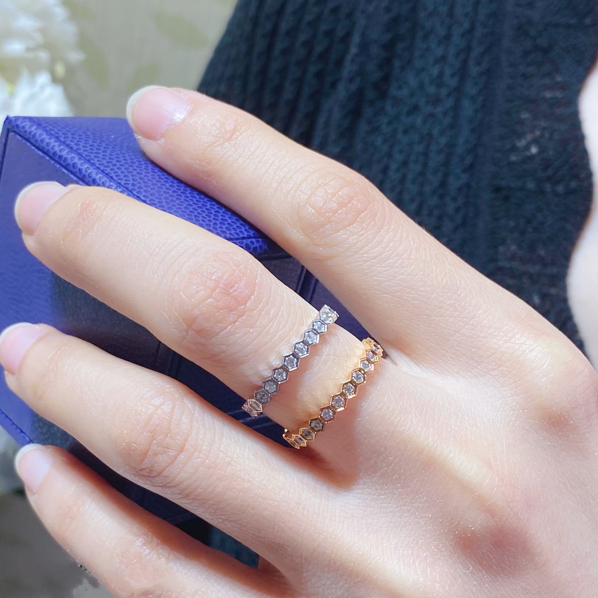 [Raffine]BEE LOVE DIAMOND PAVED SMALL RING