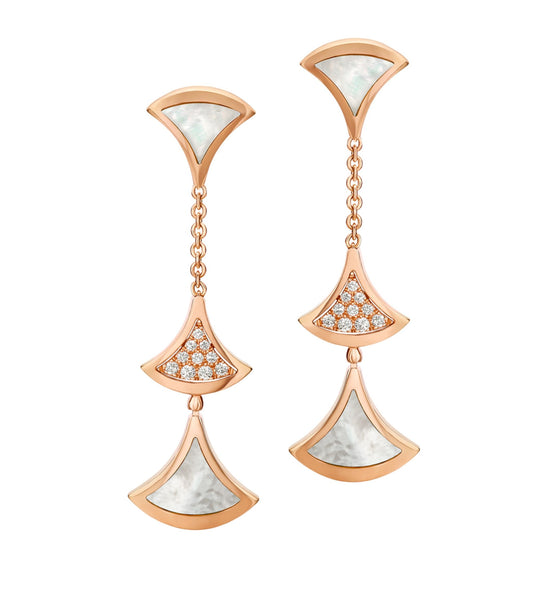 [Raffine]DREAM EARRINGS 3 MOTIFS DIAMOND MOP PINK GOLD