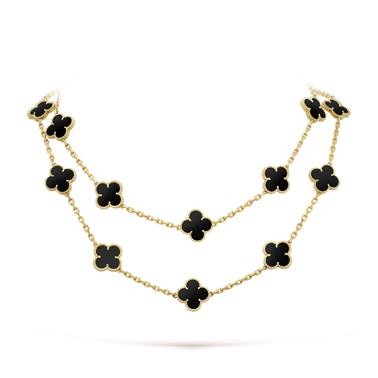 [Raffine]CLOVER 20 MOTIFS ONYX NECKLACE