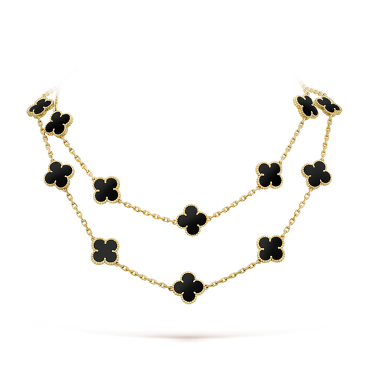 [Raffine]CLOVER 20 MOTIFS ONYX NECKLACE