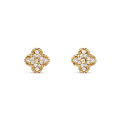 [Raffine]CLOVER MEDIUM 1 MOTIFS FUll DIAMOND EARRINGS