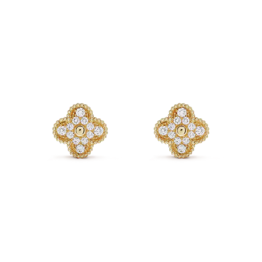 [Raffine]CLOVER MEDIUM 1 MOTIFS FUll DIAMOND EARRINGS