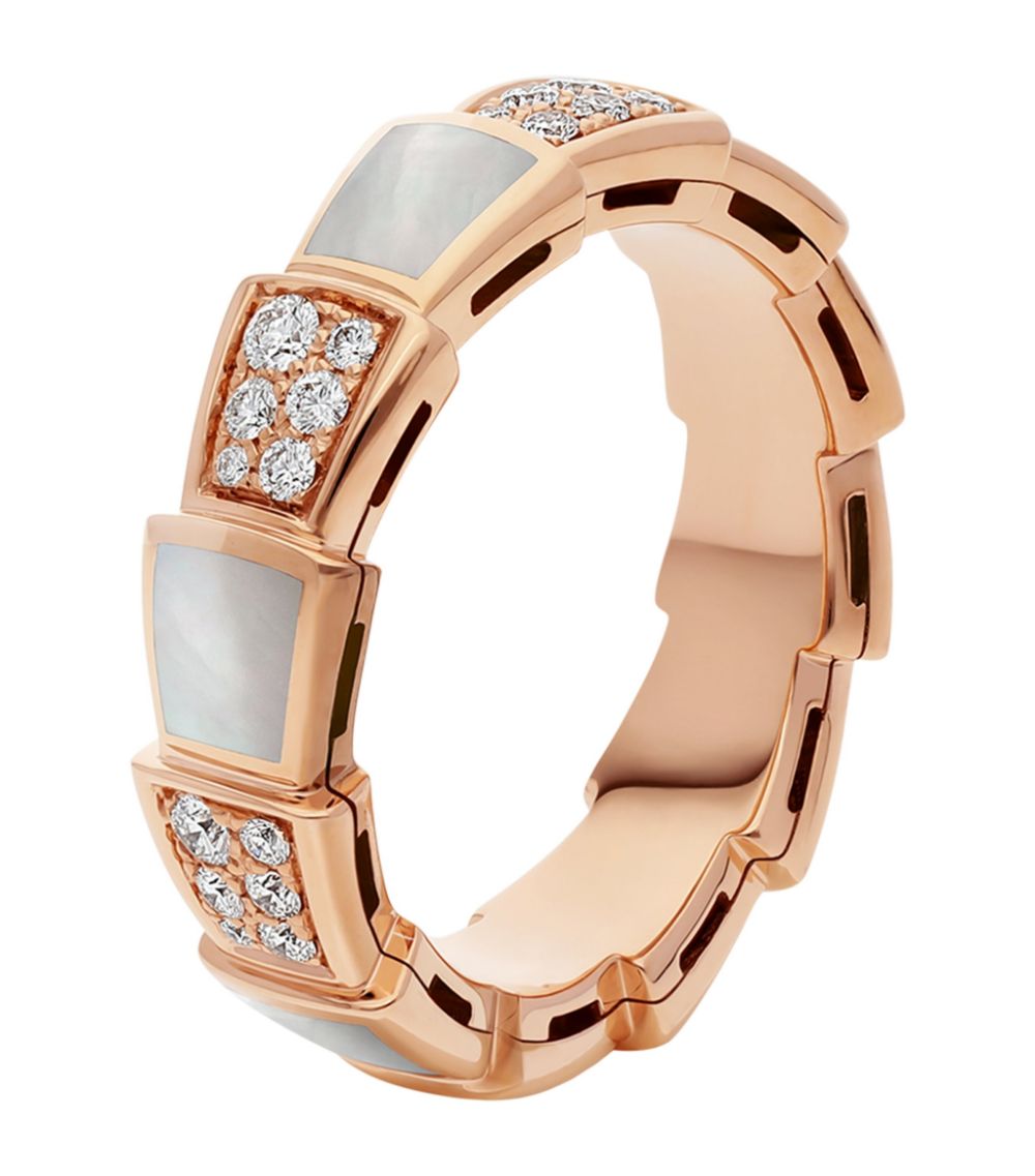 [Raffine]Anillo Serpenti Oro Rosa Mop Diamante Pavé 4mm