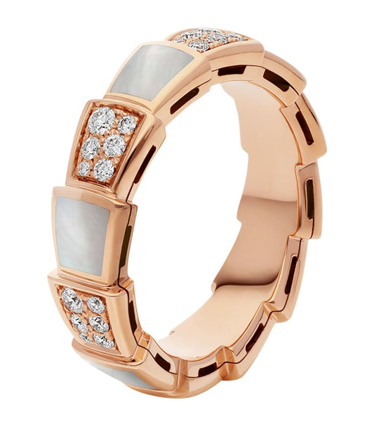 [Raffine]Anillo Serpenti Oro Rosa Mop Diamante Pavé 4mm