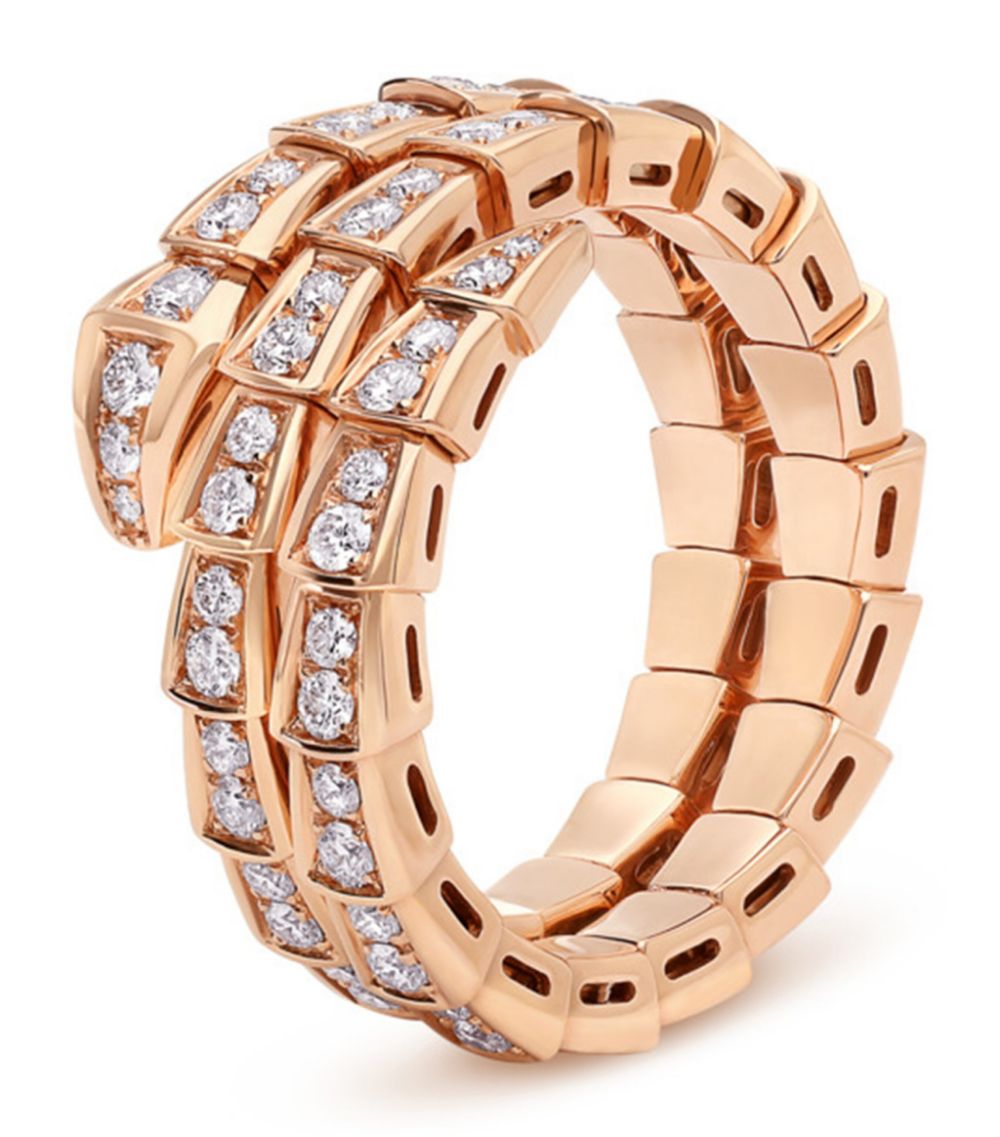 [Raffine]ANILLO SERPENTI ORO ROSA DOBLE HILERA DE DIAMANTES