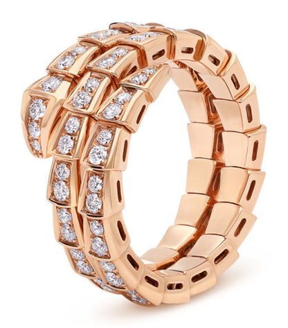 [Raffine]ANILLO SERPENTI ORO ROSA DOBLE HILERA DE DIAMANTES