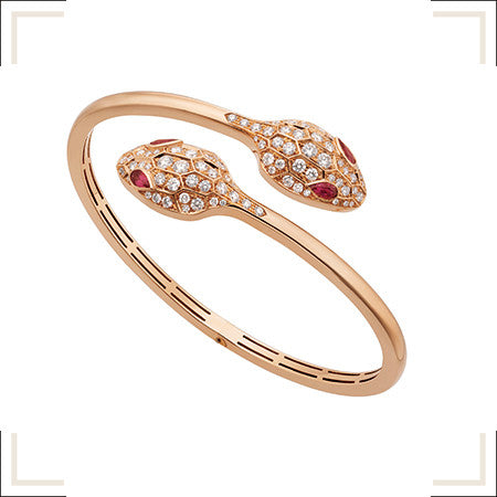 [Raffine]SERPENTI BRACELET PINK GOLD DIAMOND DOUBLE SNAKE