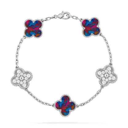 [Raffine] مجموعة سوار CLOVER 5 MOTIF COLOR GEMSTONES