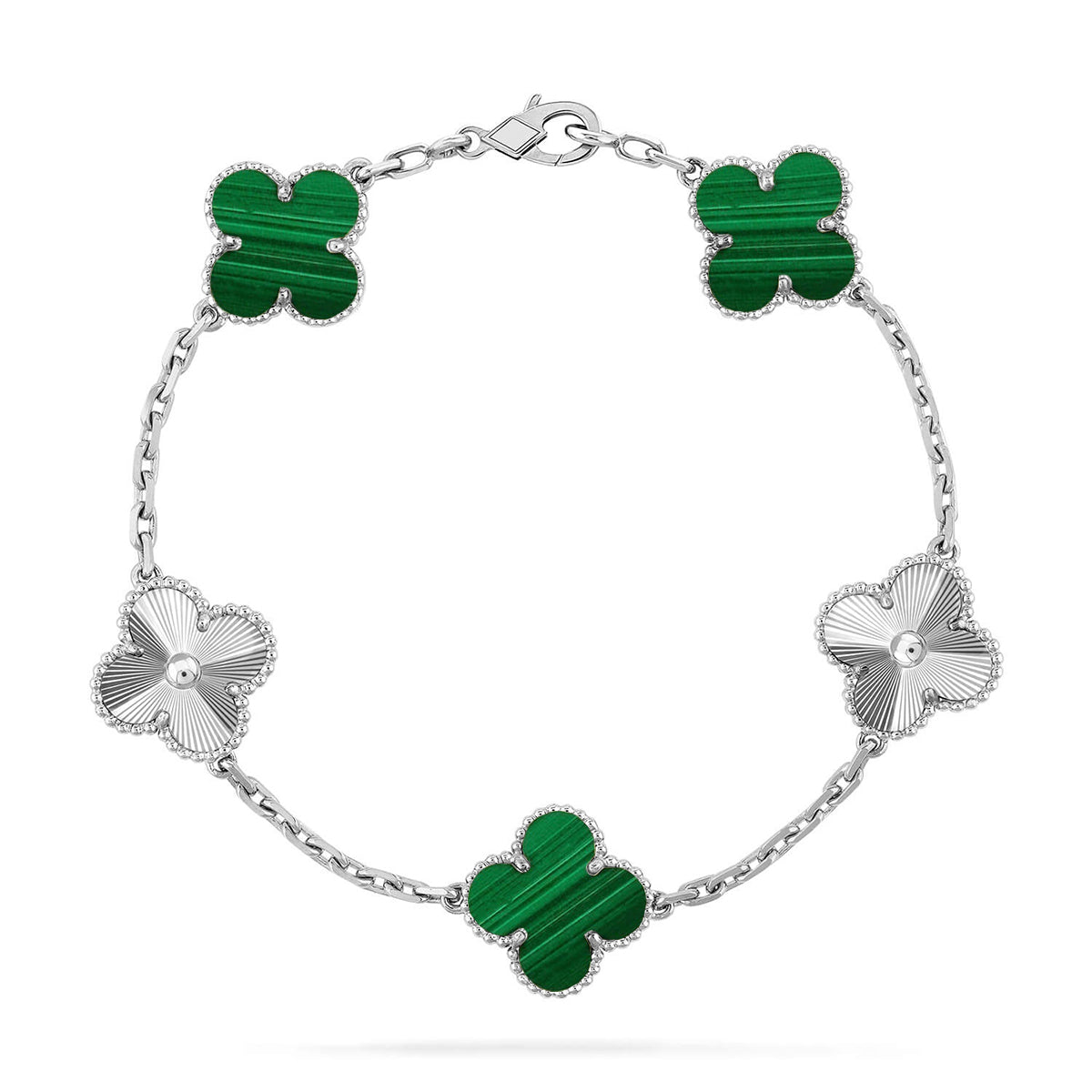 [Raffine] CLOVER 5 MOTIF MALACHITE BRACELET COLLECTION