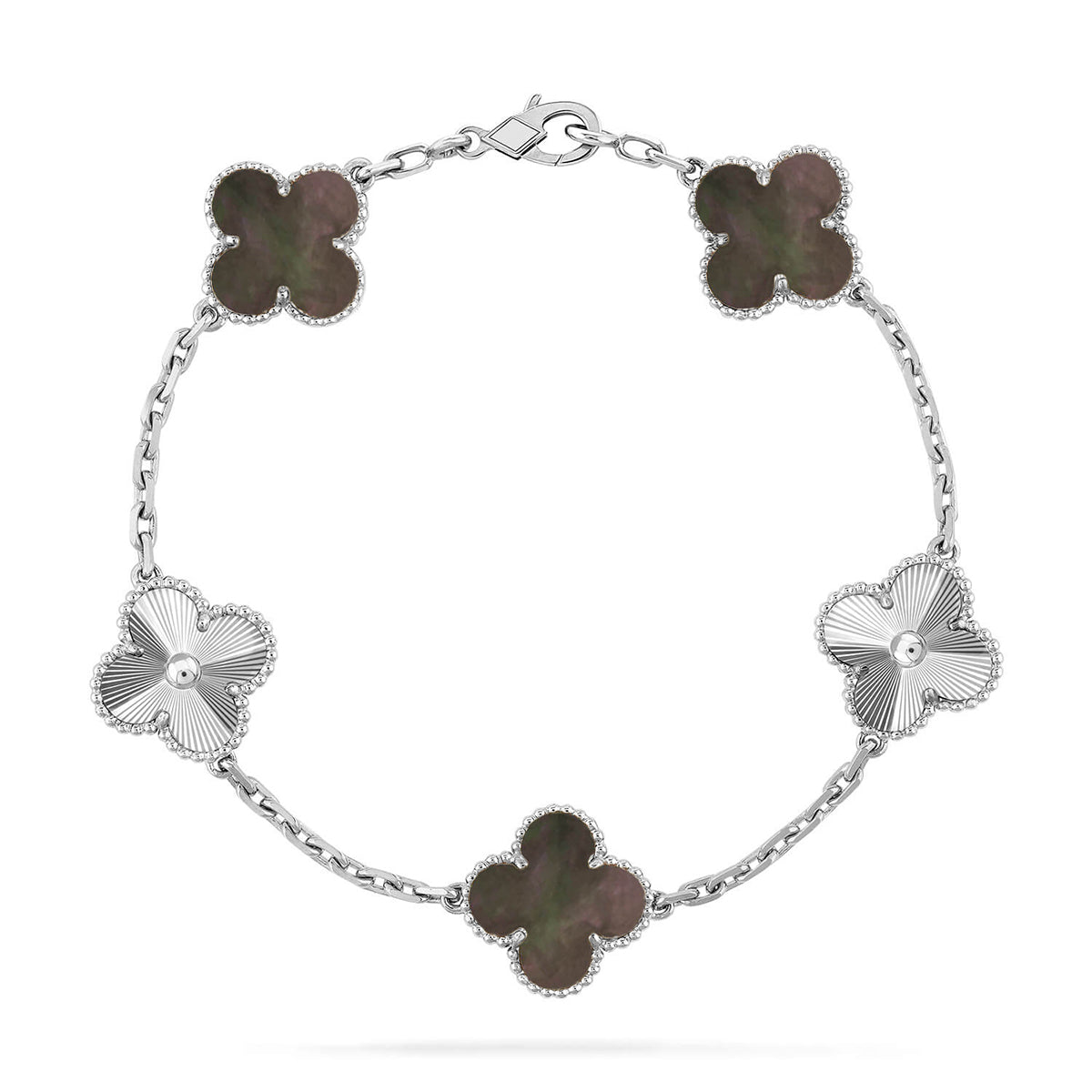 [Raffine] CLOVER 5 MOTIF GRAY MOP BRACELET COLLECTION