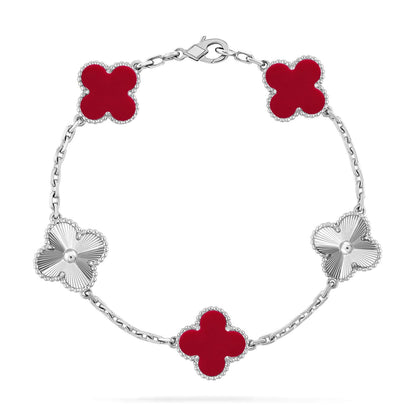 [Raffine] CLOVER 5 MOTIV ROTER KORNELIAN-ARMBAND KOLLEKTION