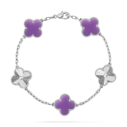 [Raffine]CLOVER 5 MOTIF BRACELET COLLECTION باللون الأرجواني الفاتح