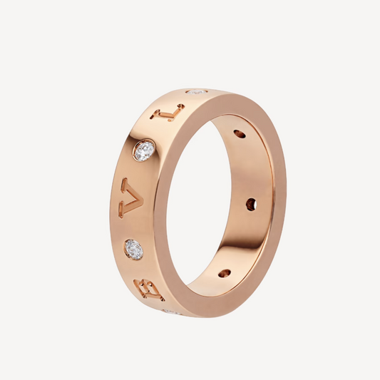 [Raffine]ZERO 1 ESSENTIAL PINK GOLD BAND WITH DIAMONDS RING