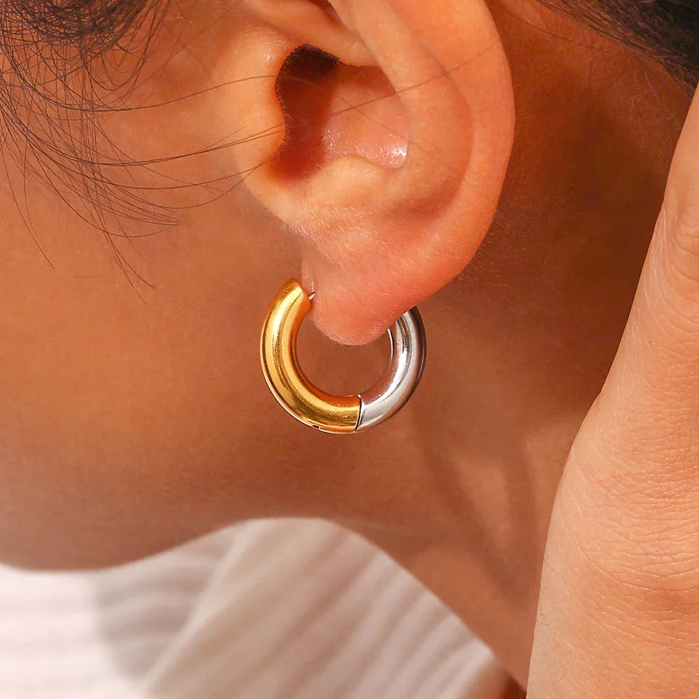 [Raffine]Ingrid Two Tone Hoop Earring