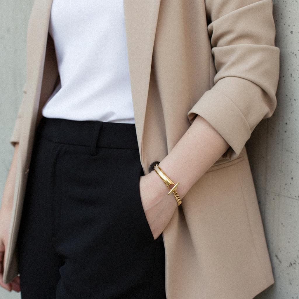 [Raffine]Myrna Chained Gold Bangle
