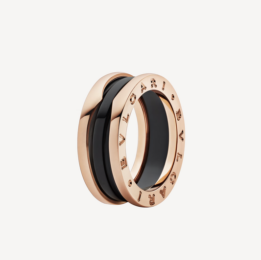 [Raffine]ZERO 1 TWO-BAND LOOPS AND BLACK CERAMIC PINK GOLD RING