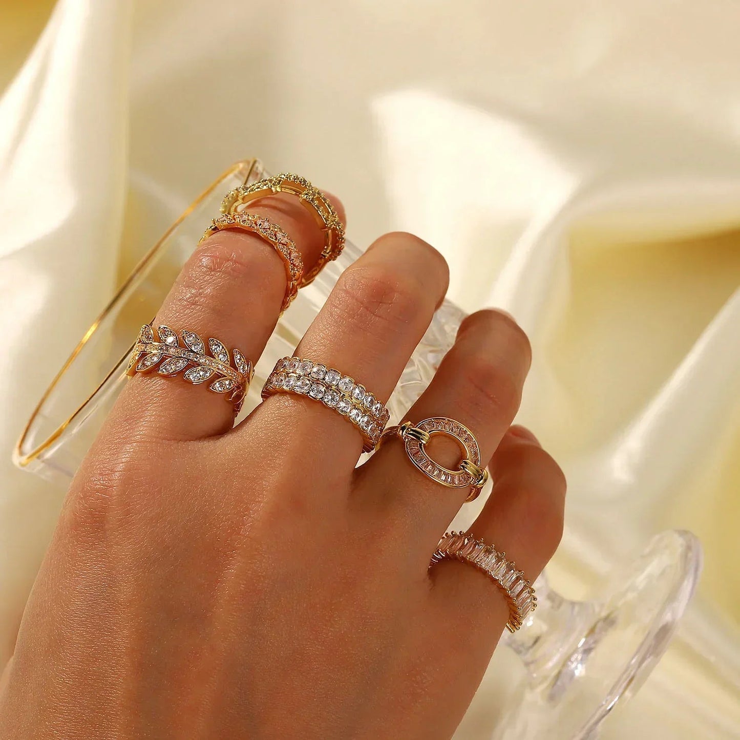 [Raffine]Cassandra Studded Gold Ring