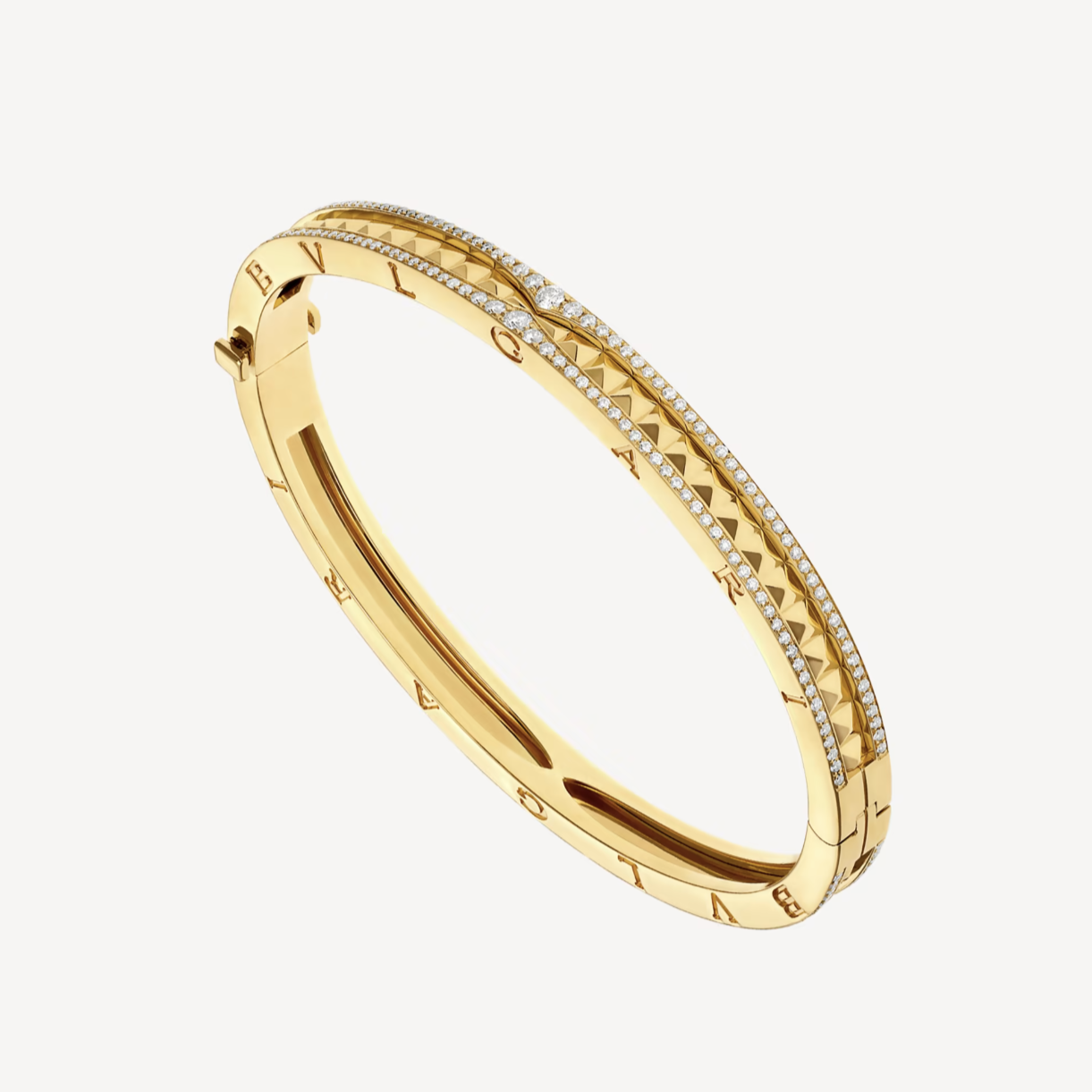[Raffine]ZERO 1 SPIRAL AND PAVED DIAMOND GOLD BRACELET