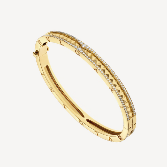 [Raffine]ZERO 1 SPIRAL AND PAVED DIAMOND GOLD BRACELET