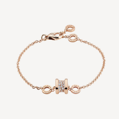 [Raffine]ZERO 1 SOFT PINK GOLD WITH PAVED DIAMONDS ON THE SPIRAL BRACELET