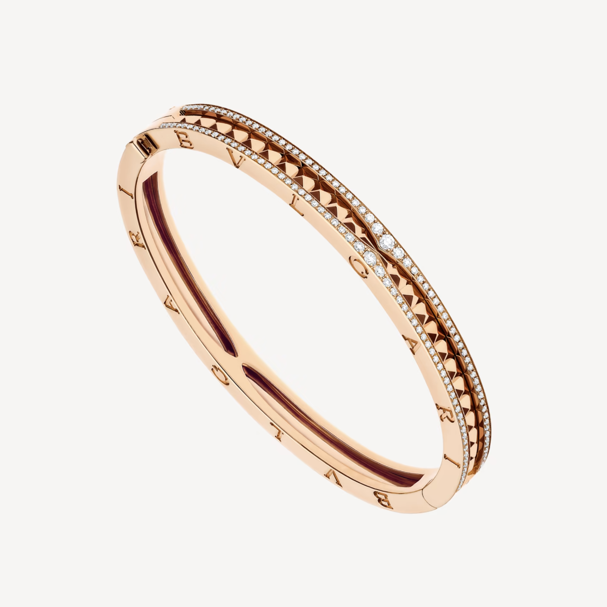 [Raffine]ZERO 1 SPIRAL AND PAVED DIAMOND PINK GOLD BRACELET