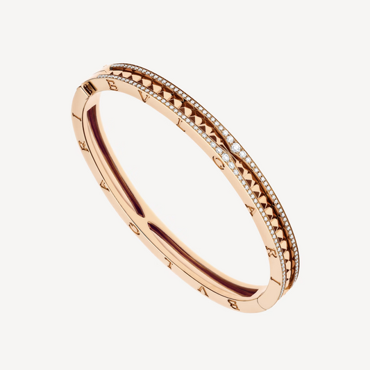 [Raffine]ZERO 1 SPIRAL AND PAVED DIAMOND PINK GOLD BRACELET