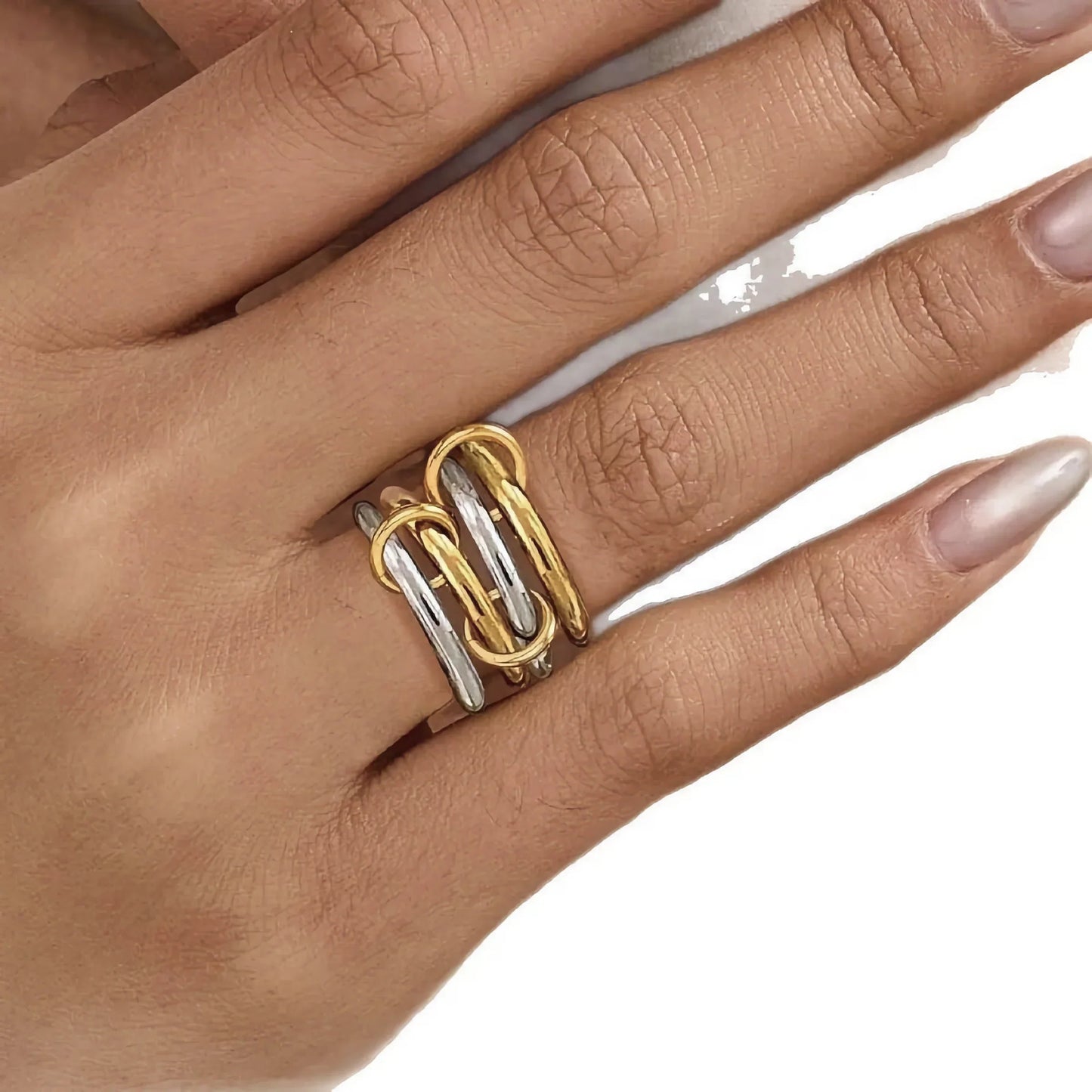 [Raffine]Alexandria Two-Tone Stacked Ring