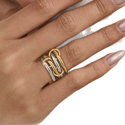 [Raffine]Alexandria Two-Tone Stacked Ring