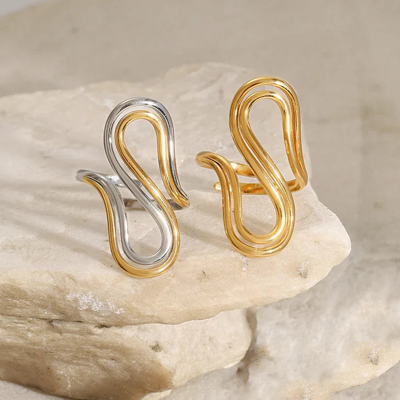 [Raffine]Halle Abstract Gold Ring