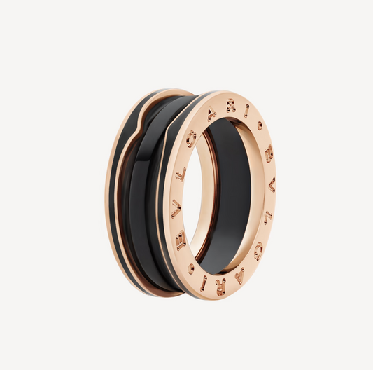 [Raffine]ZERO 1 TWO-BAND WITH MATTE BLACK CERAMIC PINK GOLD RING