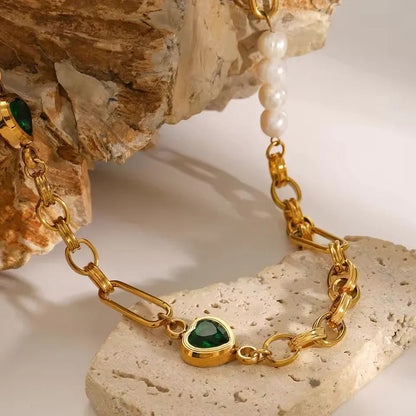 [Raffine]Melanie Emerald Pearl Bracelet