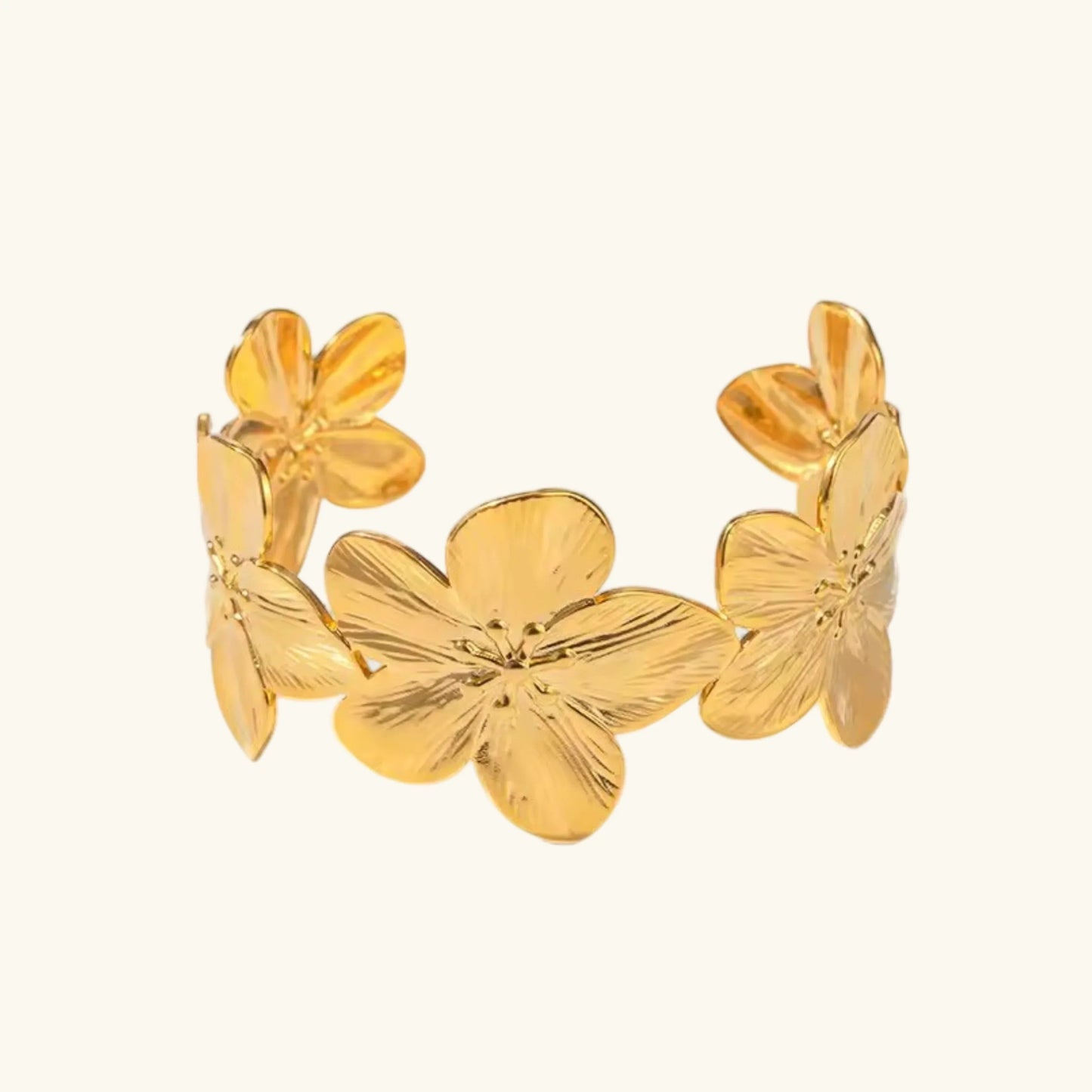 [Raffine]Ophelie Gold Floral Bangle