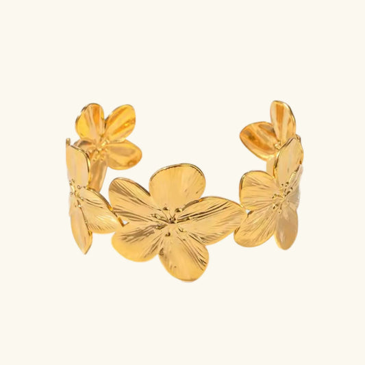 [Raffine]Ophelie Gold Floral Bangle