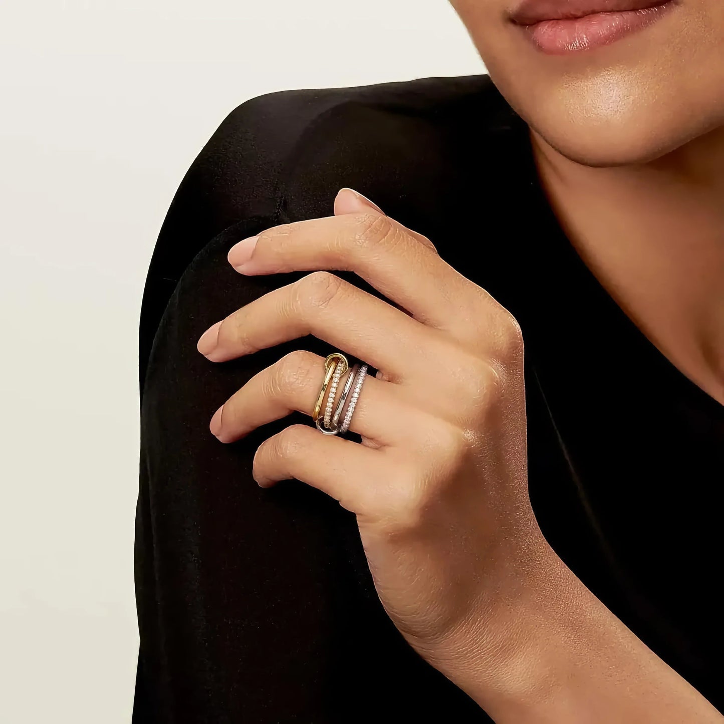 [Raffine]Ivy Stacked Diamond Ring