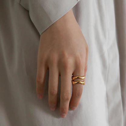 [Raffine]Lunaria Gold Wave Ring