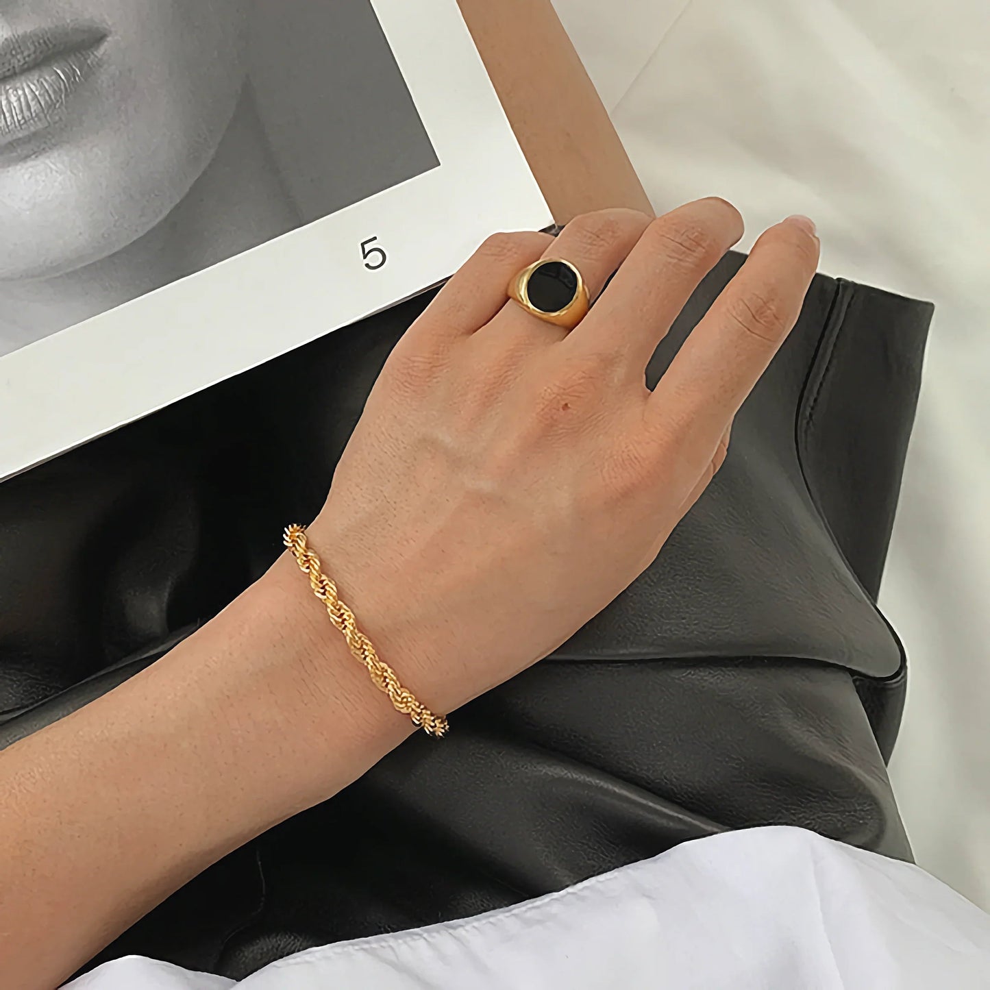 [Raffine]Clara Rope Chain Gold Bracelet