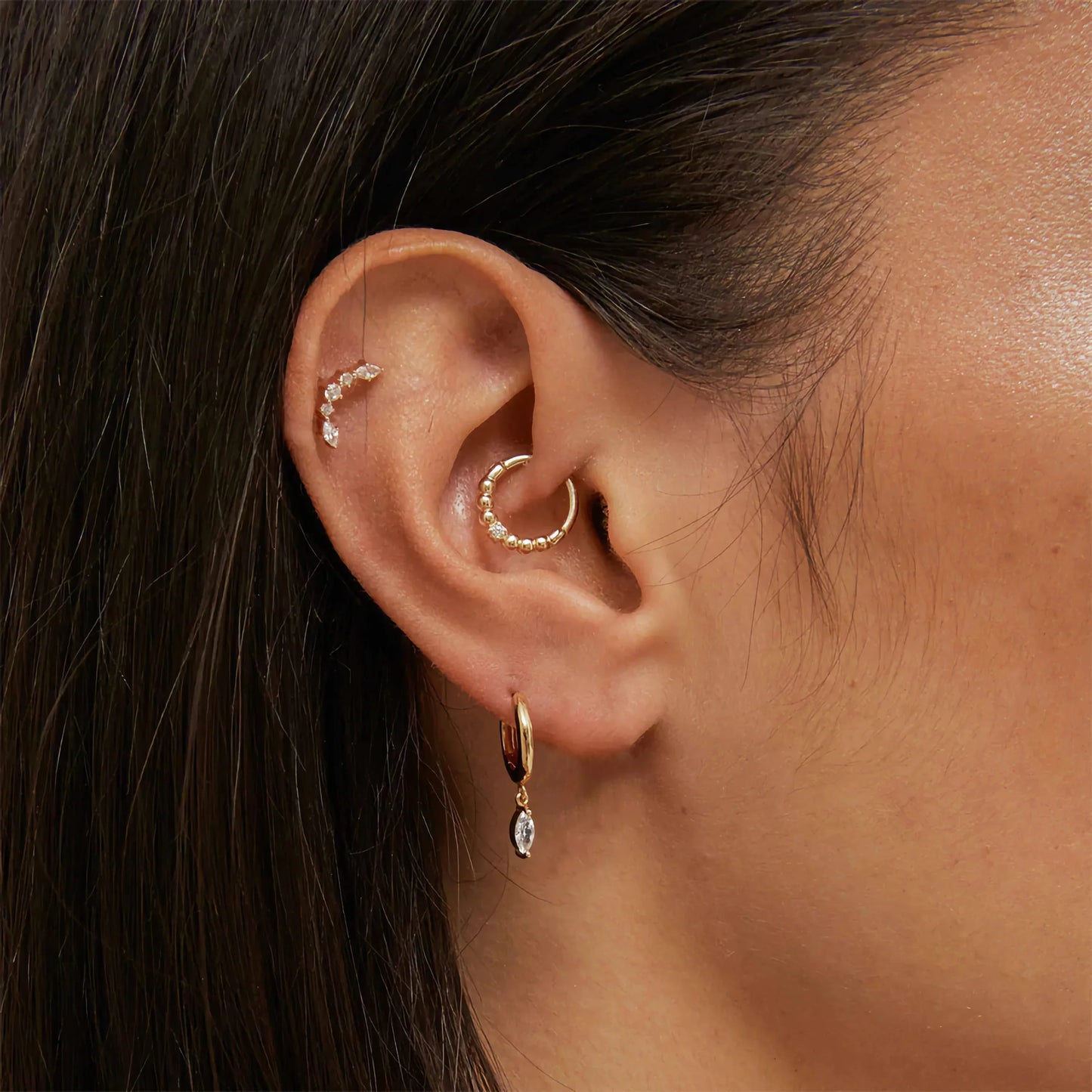 [Raffine]Lacey Diamond Hoops