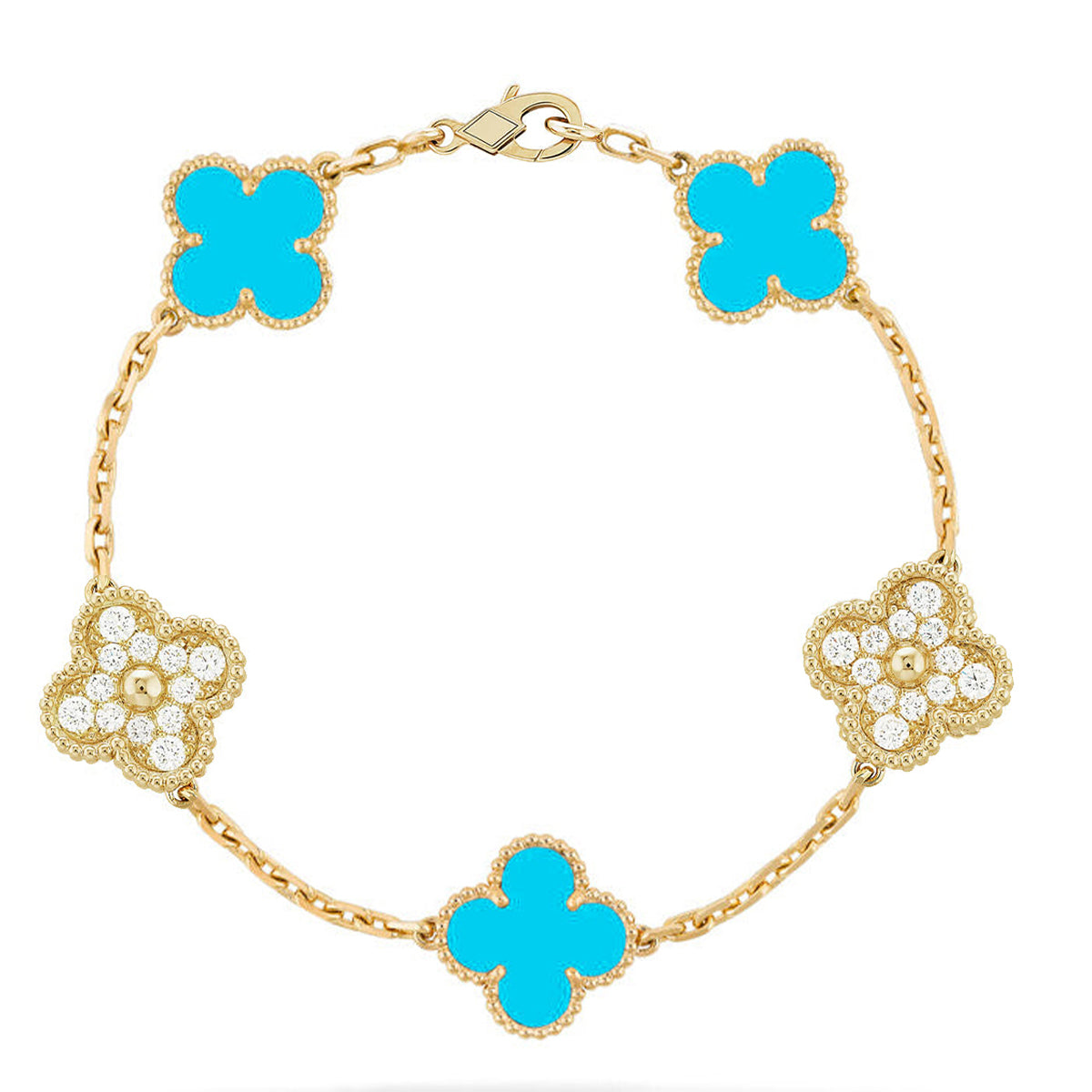 [رافين] مجموعة سوار CLOVER 5 MOTIF TURQUOISE