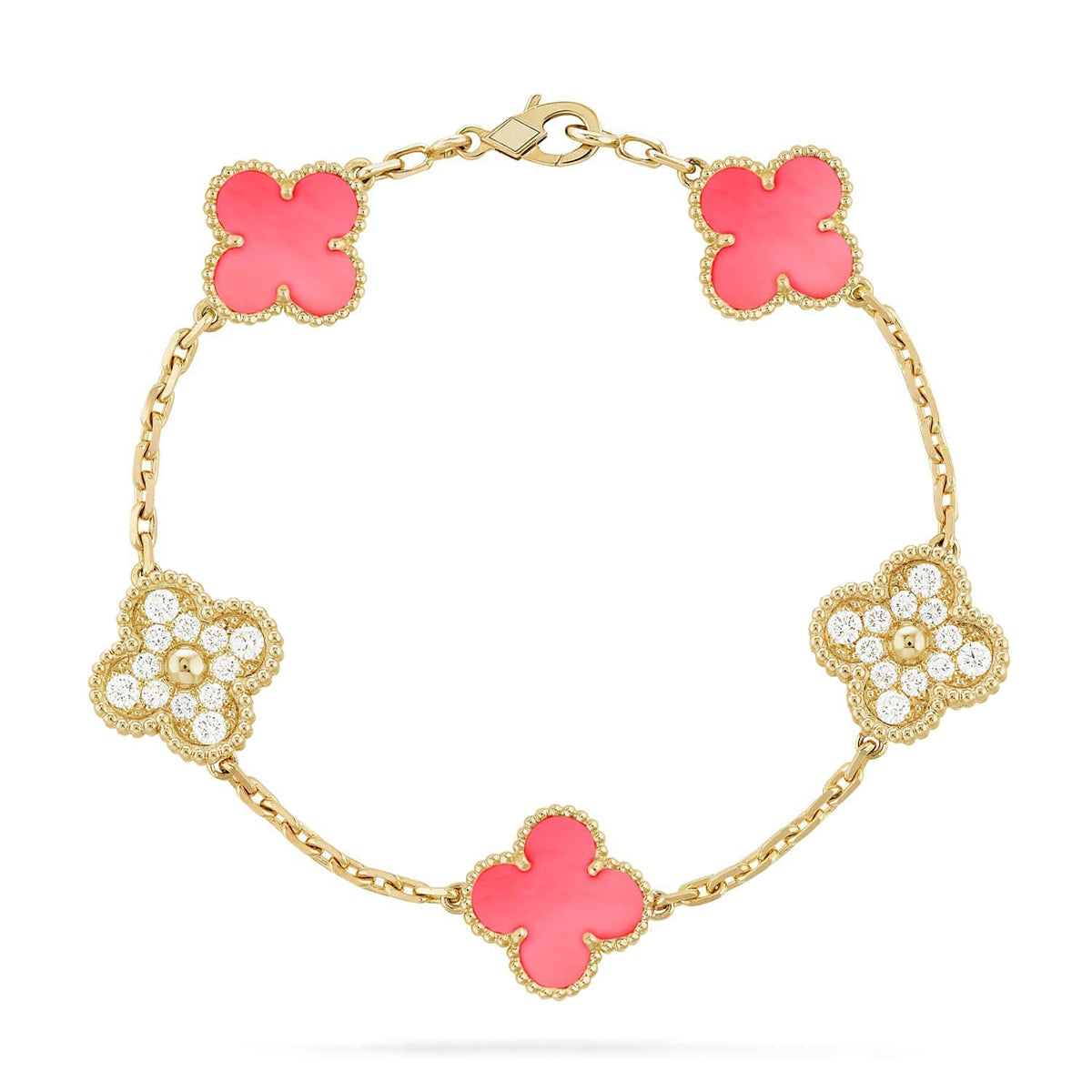 [Raffine] CLOVER 5 MOTIFS ROSA PERLMUTT ARMBAND KOLLEKTION