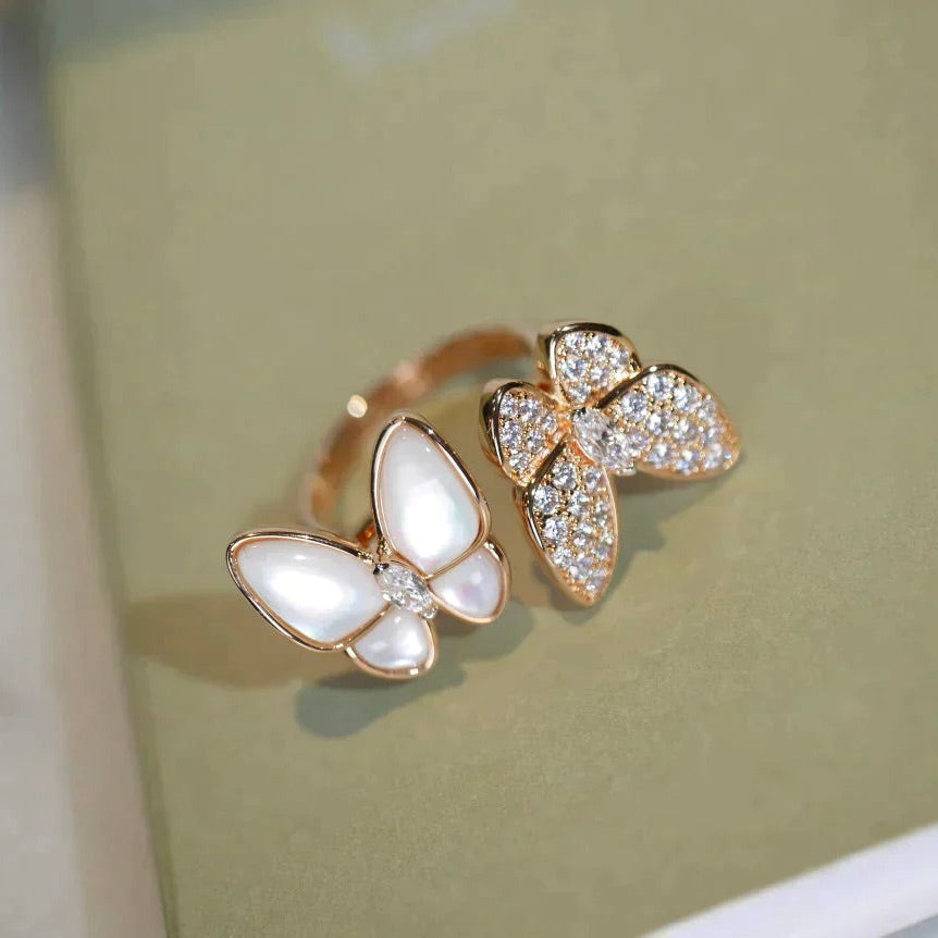 [Raffine]TWIN BUTTERFLY DIAMOND MOP RING
