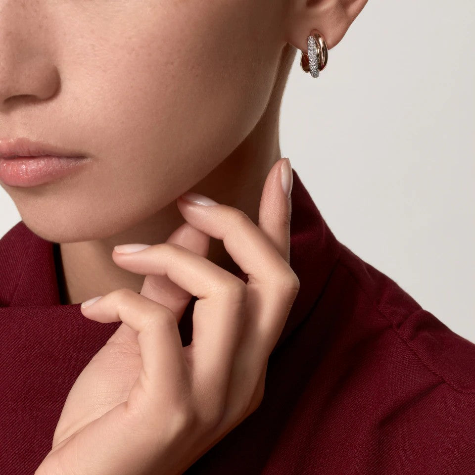[Raffine]TRINITY HALF DIAMOND  CLASSIC EARRINGS
