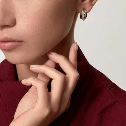 [Raffine]TRINITY HALF DIAMOND  CLASSIC EARRINGS